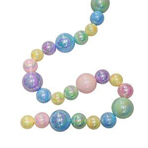 Large Pastel Glossy Ornamental Ball Christmas Tree Garland, 6 Feet, Party Decor
